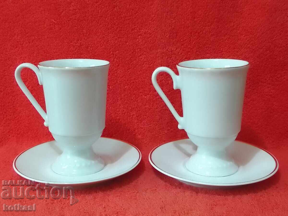 Two double sets of tall glasses and plates B.Lindau Fines Porzellan with price 55.50 BGN | € 28.38 Two double sets of tall glasses and plates B.Lindau Fines Porzellan with price 55.50 BGN | € 28.38