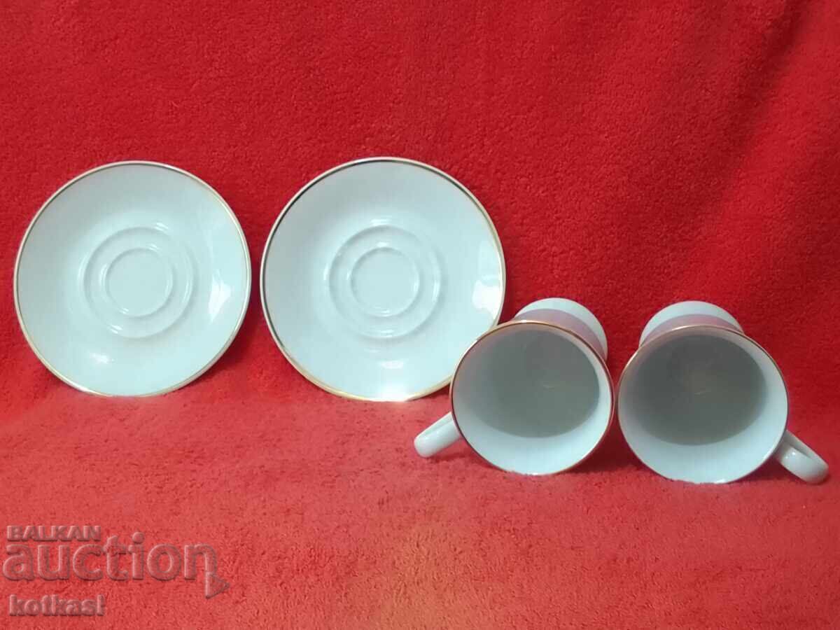 Auction Two double sets of tall glasses and plates B.Lindau Fines Porzellan Auction Two double sets of tall glasses and plates B.Lindau Fines Porzellan