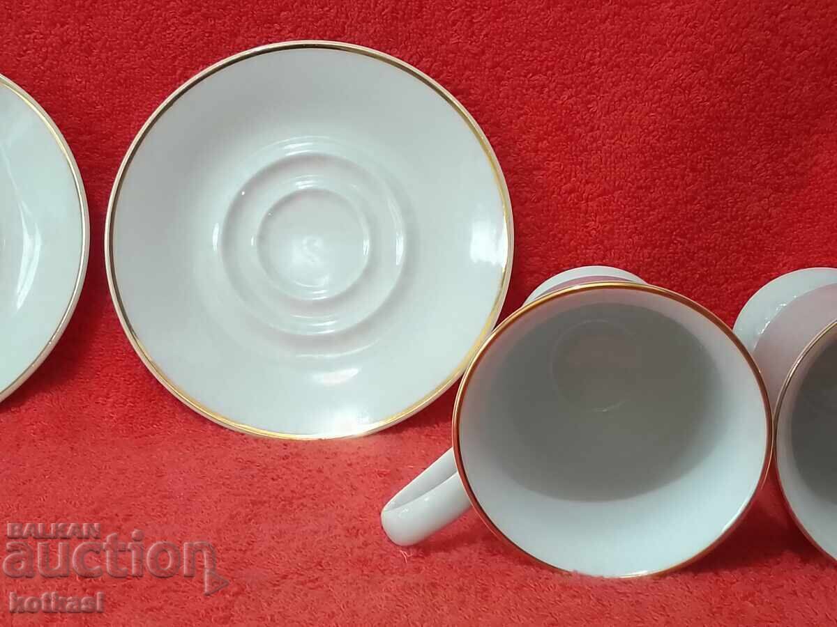 Delivery of Two double sets of tall glasses and plates B.Lindau Fines Porzellan Delivery of Two double sets of tall glasses and plates B.Lindau Fines Porzellan