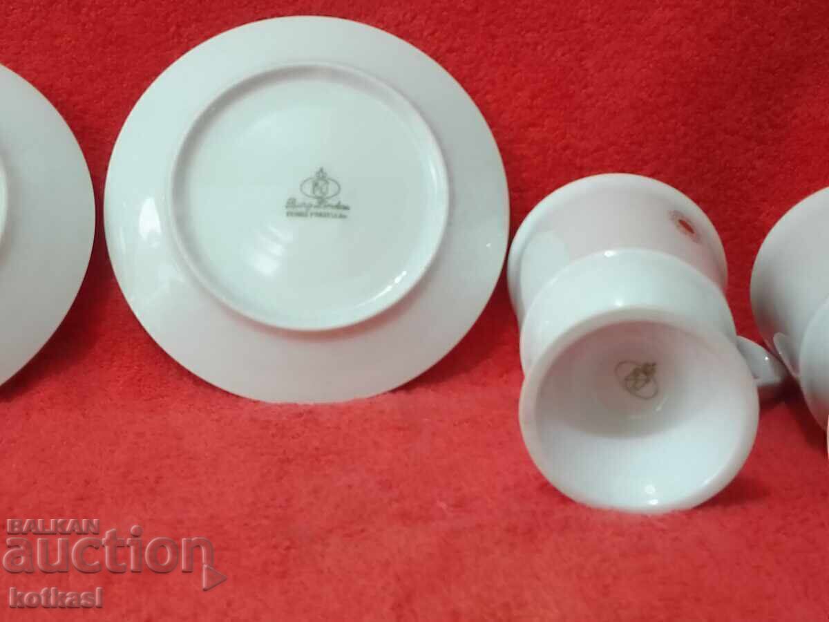 Two double sets of tall glasses and plates B.Lindau Fines Porzellan - 6 Two double sets of tall glasses and plates B.Lindau Fines Porzellan - 6