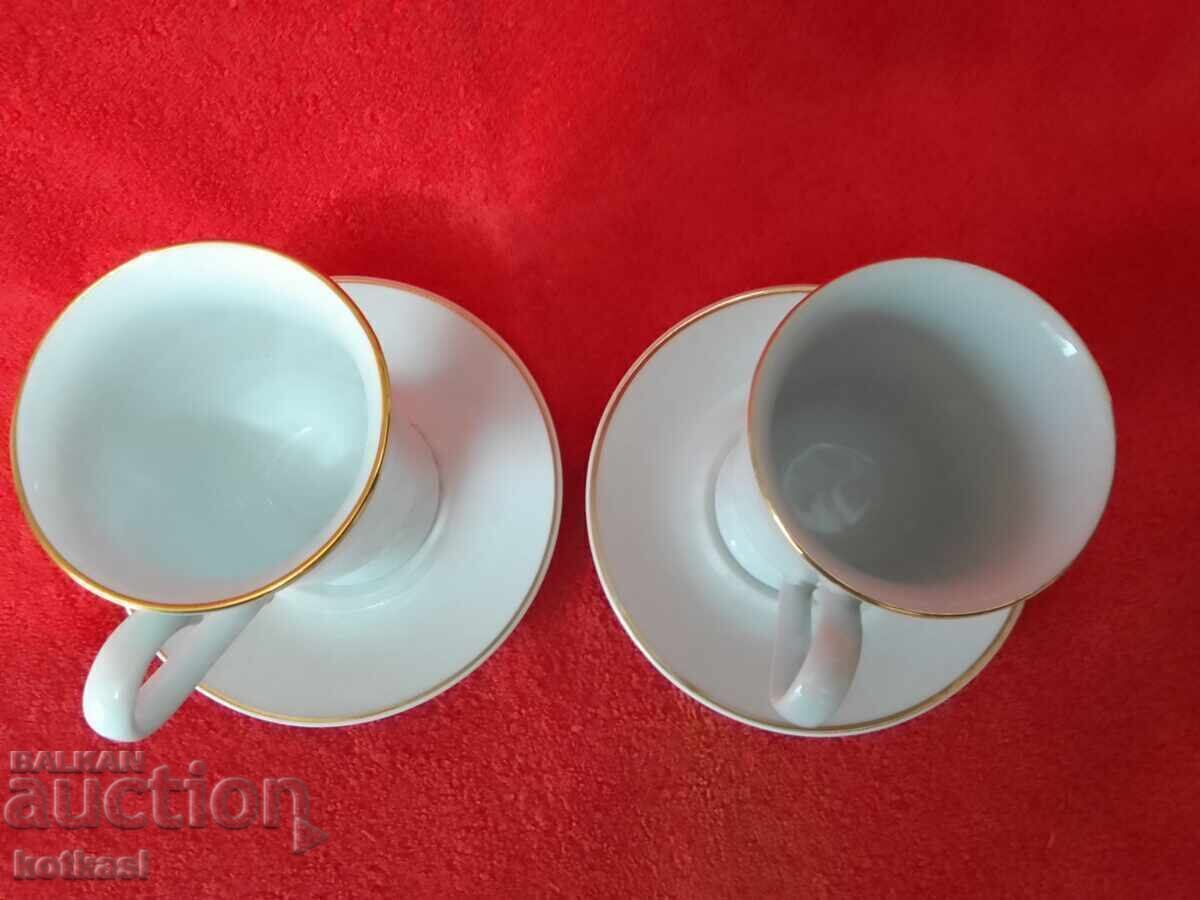 Two double sets of tall glasses and plates B.Lindau Fines Porzellan - 7 Two double sets of tall glasses and plates B.Lindau Fines Porzellan - 7