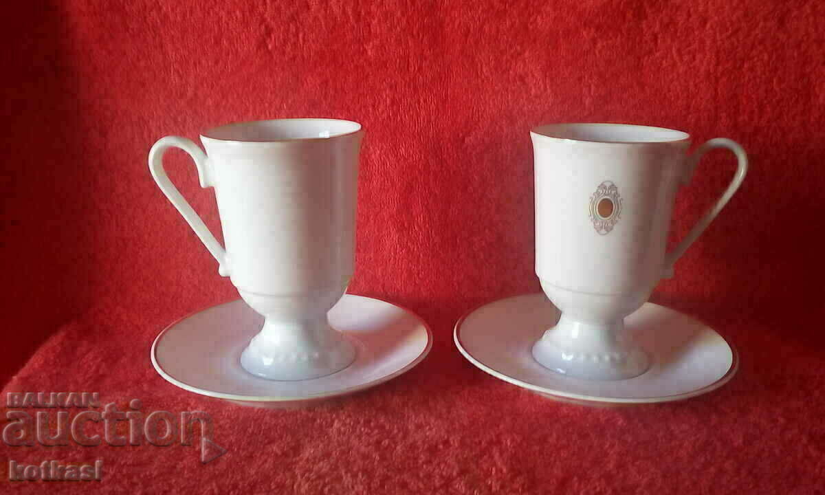 Два двойни сета високи чаши чинии B.Lindau Fines Porzellan
