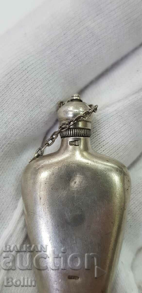 Russian-USSR silver perfume bottle 875 sample 1930-1950. - 5