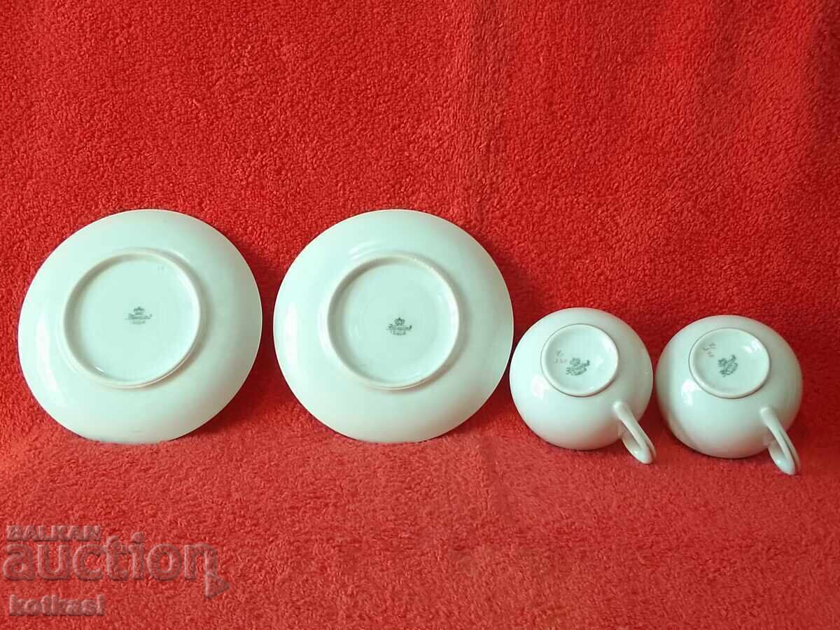Delivery of Two double old sets of porcelain cups and saucers Silesia Moka Delivery of Two double old sets of porcelain cups and saucers Silesia Moka