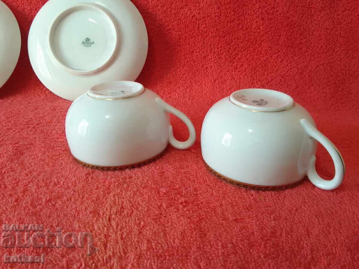 Two double old sets of porcelain cups and saucers Silesia Moka - 6 Two double old sets of porcelain cups and saucers Silesia Moka - 6