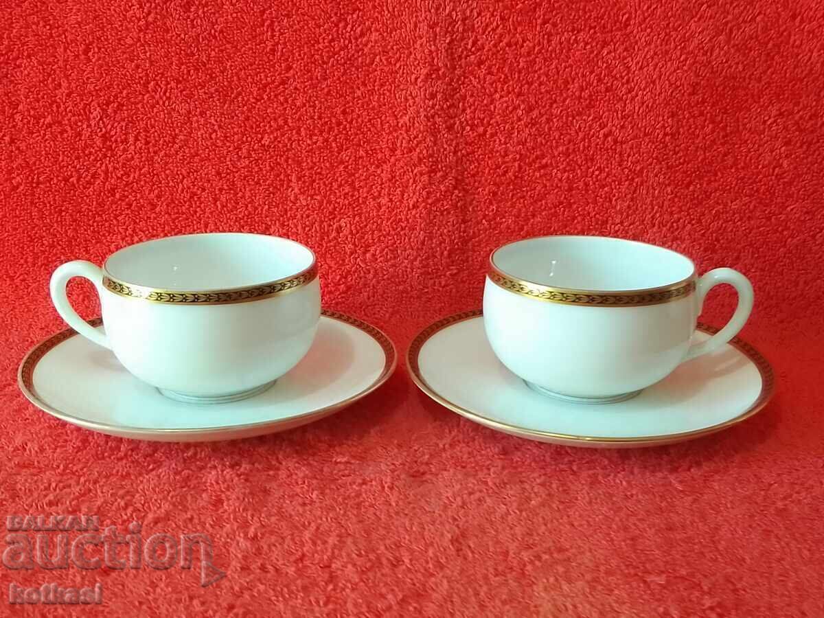 Two double old sets of porcelain cups and saucers Silesia Moka Two double old sets of porcelain cups and saucers Silesia Moka
