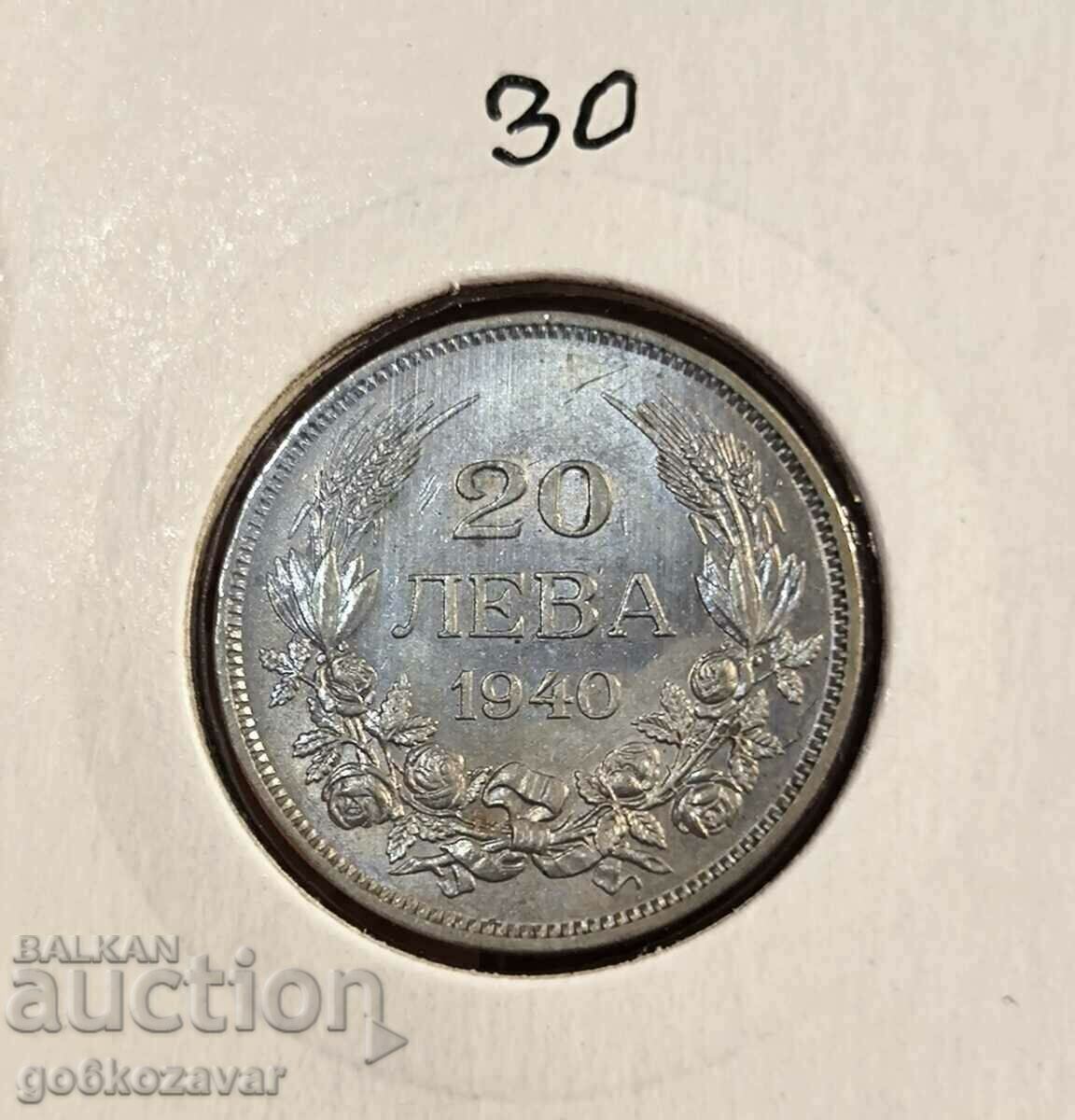 Bulgaria 20 BGN 1940 Top coin!