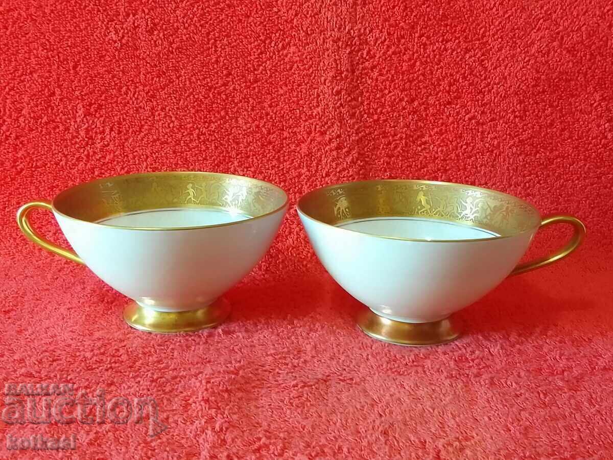 Πολλά πορσελάνινα κύπελλα συμπαγείς επίχρυσες άκρες Tirschenreuth Πολλά πορσελάνινα κύπελλα συμπαγείς επίχρυσες άκρες Tirschenreuth