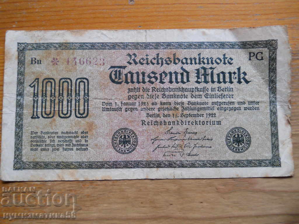 1000 μάρκα 1922 - Γερμανία ( F )