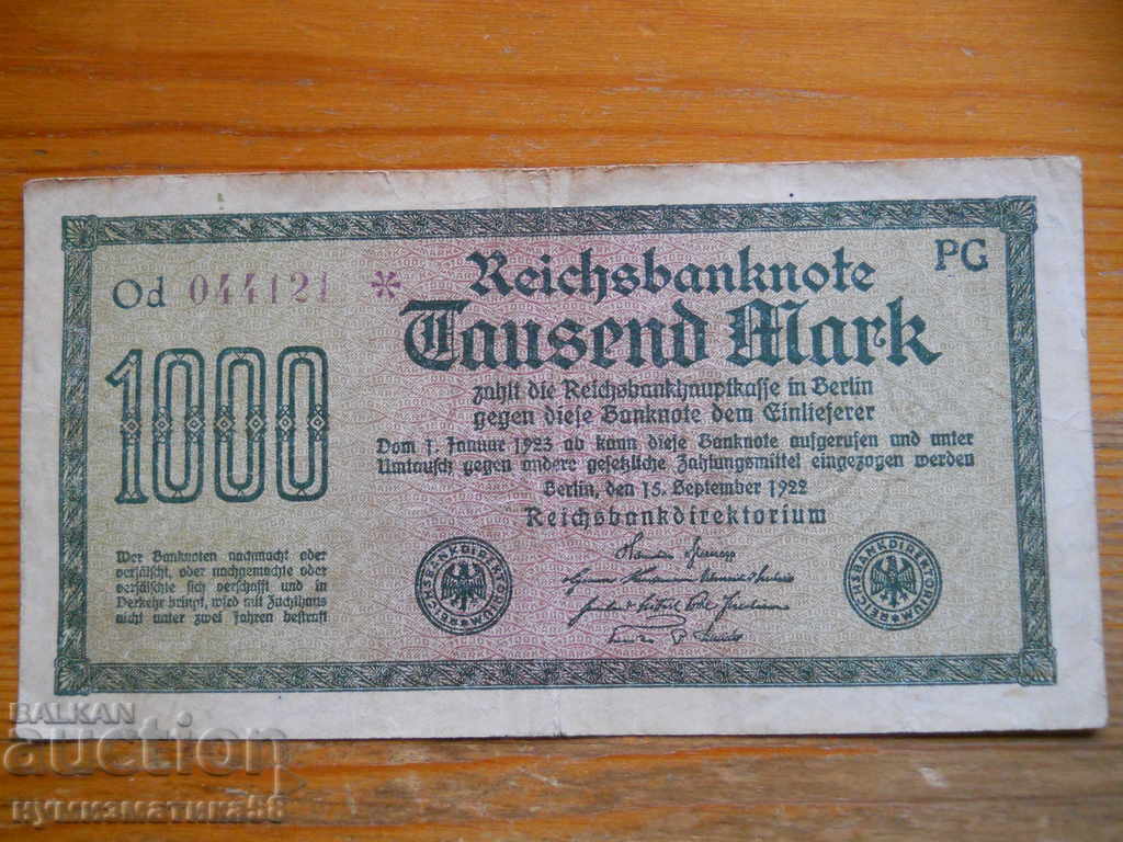 1000 de mărci 1922 - Germania (VF)