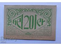 Τραπεζογραμμάτιο-Αυστρία-G.Austria-Lochen-20 Heller 1920-πράσινο