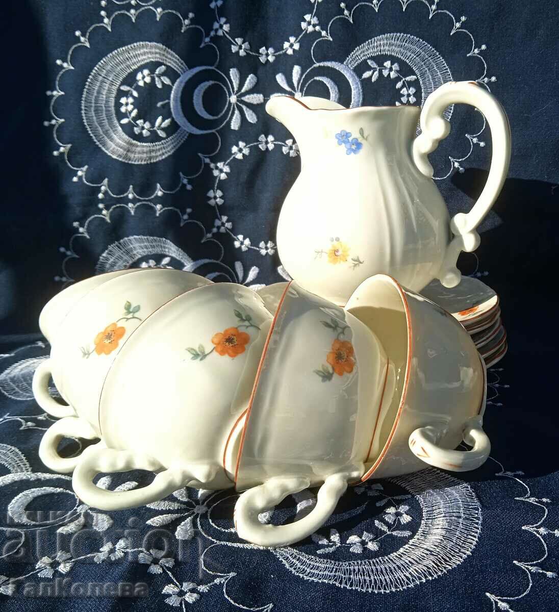 Part of a short coffee service, old Bulgarian porcelain