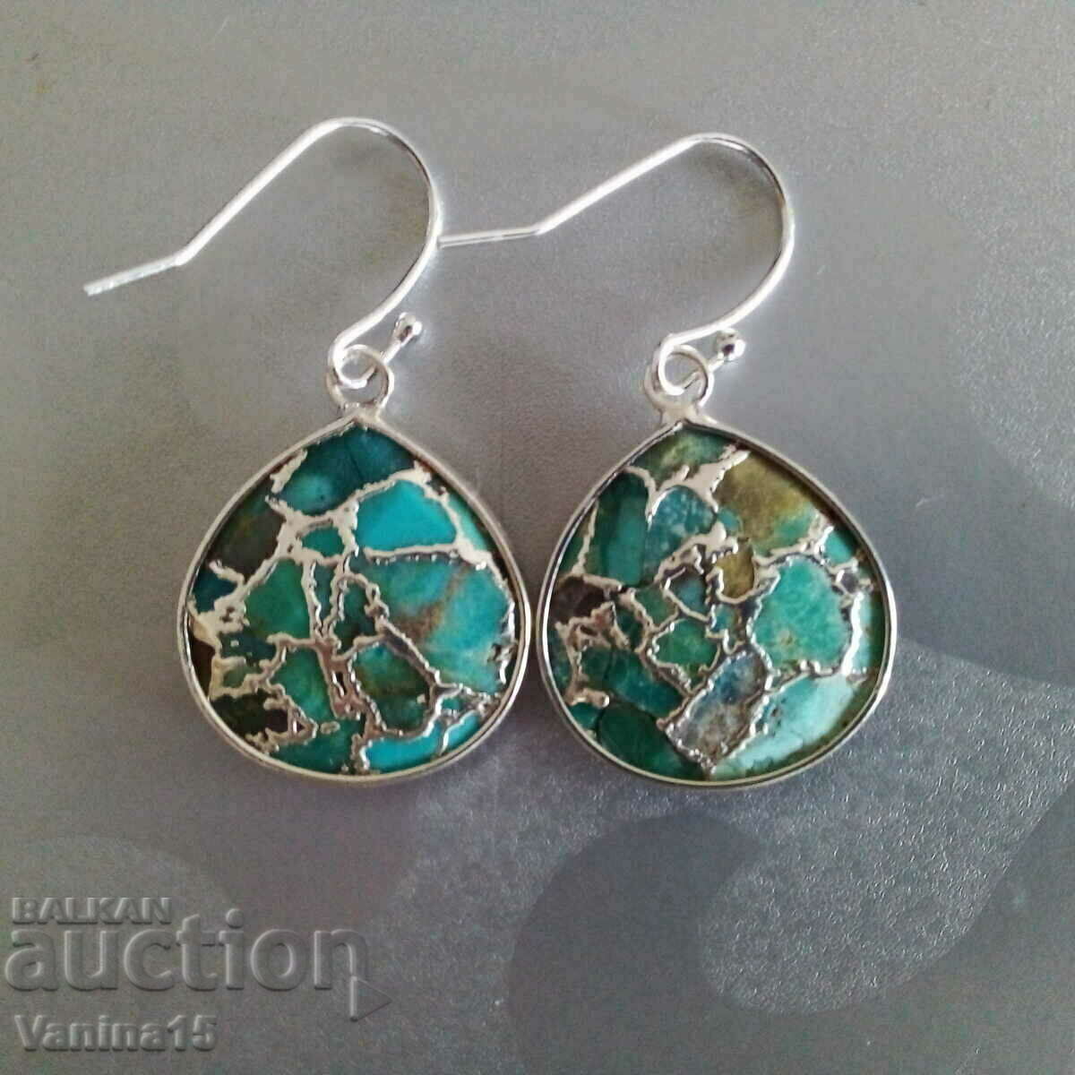 Imported natural turquoise dangle earrings