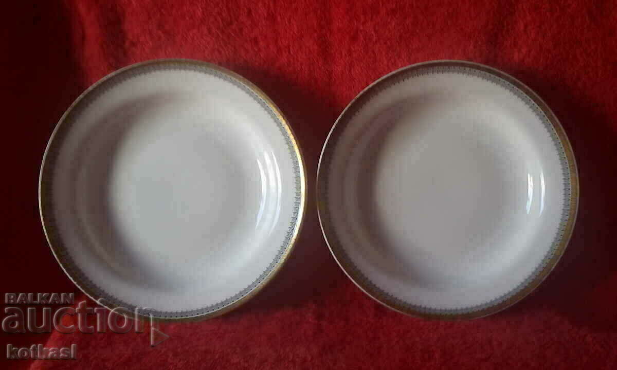 Lot of two old porcelain plates Germany Winterling gilt