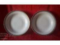 Lot of two old porcelain plates Germany marked gilt
