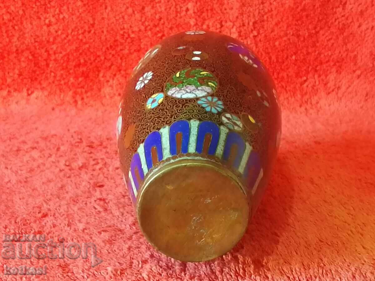 Old vase 15.5 cm cellular enamel cloisonne cloisonne Asia - 5 Old vase 15.5 cm cellular enamel cloisonne cloisonne Asia - 5