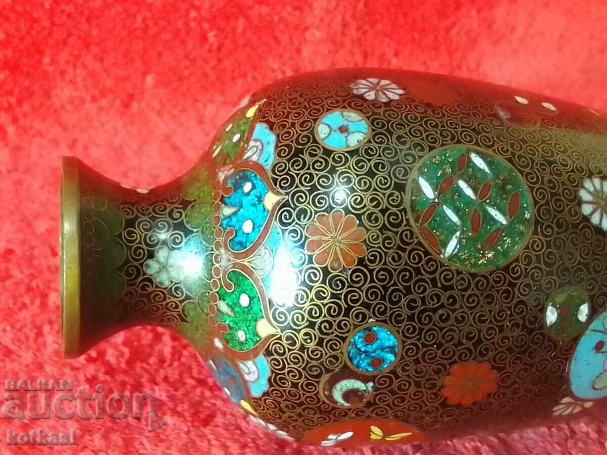 Old vase 15.5 cm cellular enamel cloisonne cloisonne Asia - 6 Old vase 15.5 cm cellular enamel cloisonne cloisonne Asia - 6