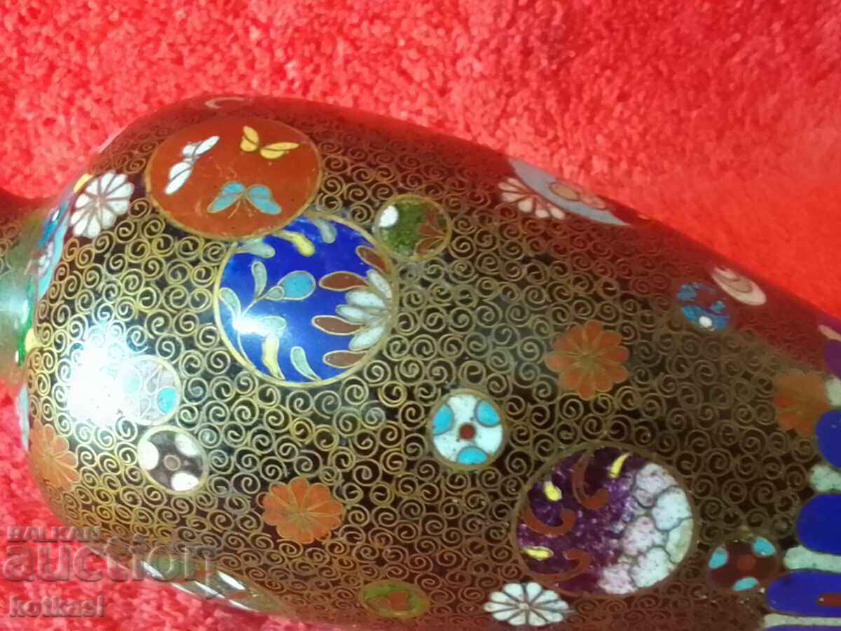 Old vase 15.5 cm cellular enamel cloisonne cloisonne Asia - 7 Old vase 15.5 cm cellular enamel cloisonne cloisonne Asia - 7