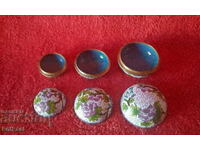 Three metal brass jewelry boxes cloisonne cellular enamel