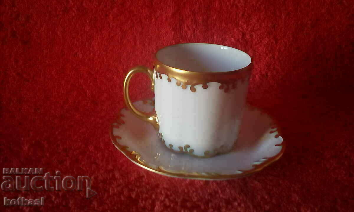 Old double porcelain set cup plate Rosenthal gilt