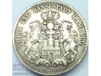 Германия 5 марки 1875 Хамбург 27,45г сребро