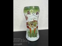 Vaza din sticla pictata - Art Nouveau. #4961 Sticlă autentică