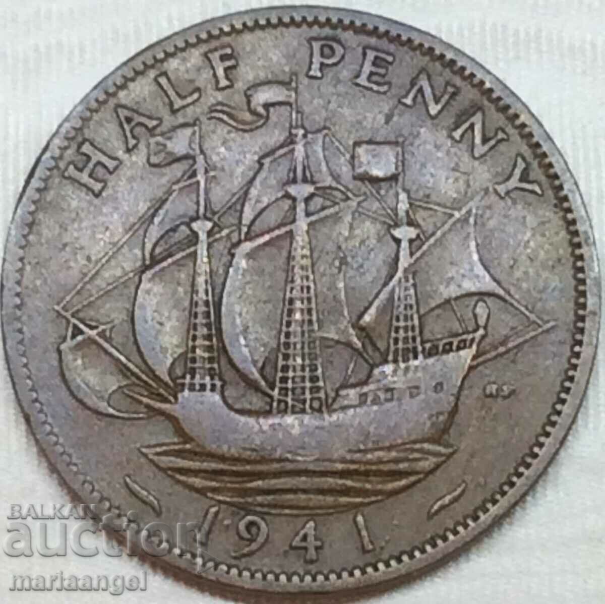 Marea Britanie 1/2 Penny 1941 George VI Bronz