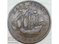 Great Britain 1/2 Penny 1941 George VI Bronze