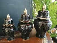 set of luxury vases with lids, urns