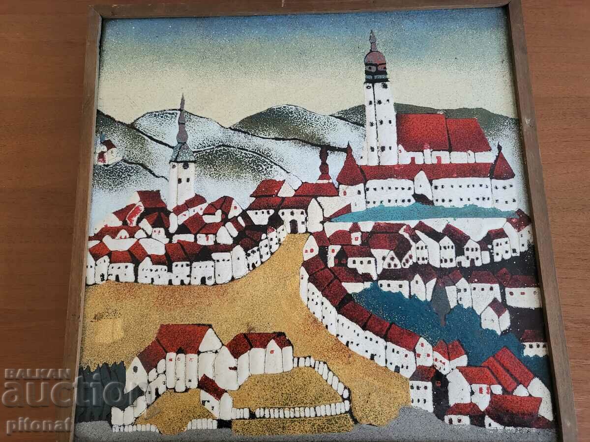 Old picture panel enamel on metal with price 85.00 BGN | € 43.46 Old picture panel enamel on metal with price 85.00 BGN | € 43.46