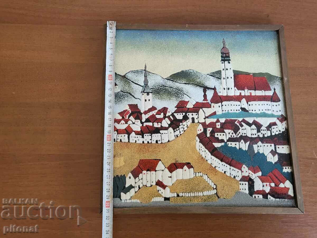 Auction Old picture panel enamel on metal Auction Old picture panel enamel on metal