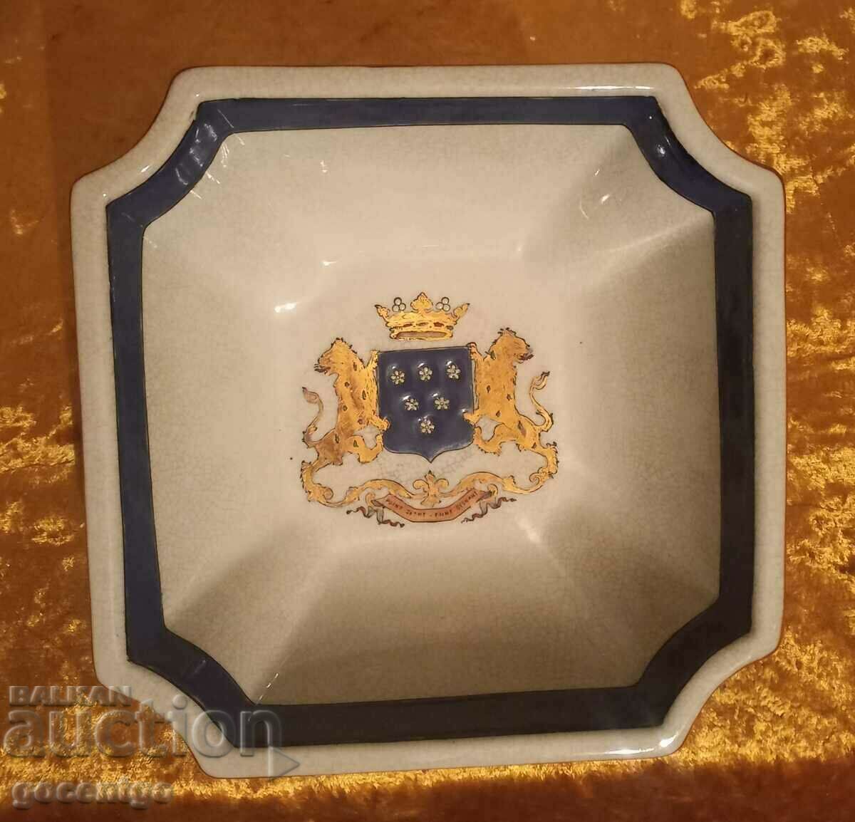 OLD MARKED BOWL WITH FAMILY COAT OF ARMS