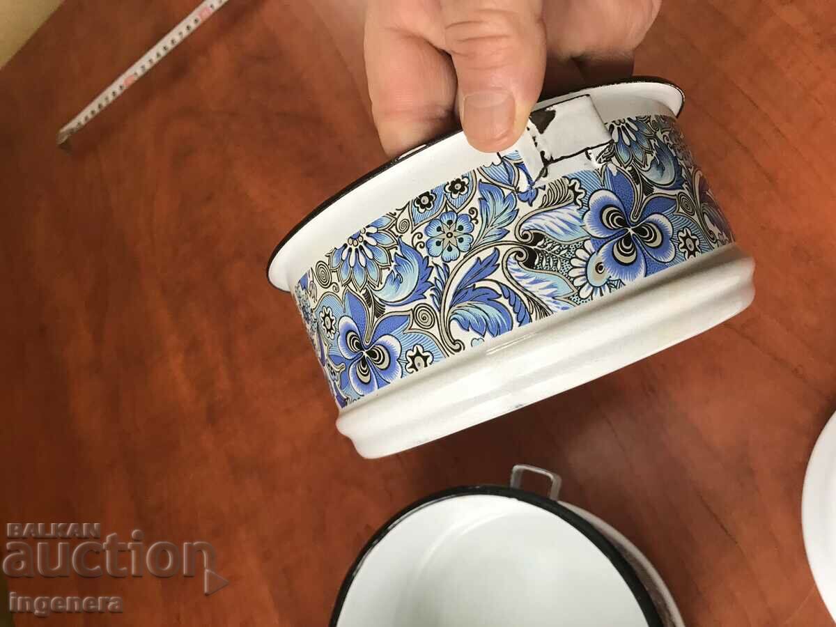 Auction SEFERTAS ENAMEL TRIPLE DISH ANTIQUE PANICA CASTRON Auction SEFERTAS ENAMEL TRIPLE DISH ANTIQUE PANICA CASTRON