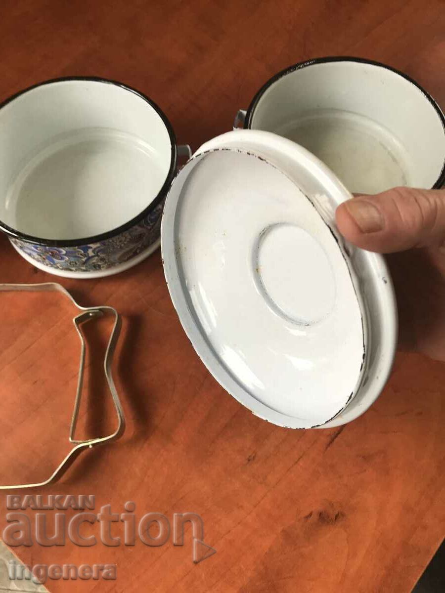 SEFERTAS ENAMEL TRIPLE DISH ANTIQUE PANICA CASTRON - 5 SEFERTAS ENAMEL TRIPLE DISH ANTIQUE PANICA CASTRON - 5