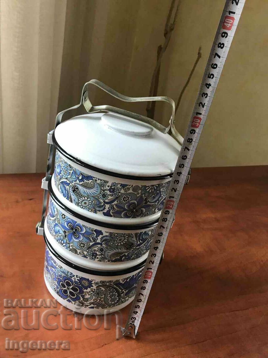 SEFERTAS ENAMEL TRIPLE DISH ANTIQUE PANICA CASTRON - 6 SEFERTAS ENAMEL TRIPLE DISH ANTIQUE PANICA CASTRON - 6