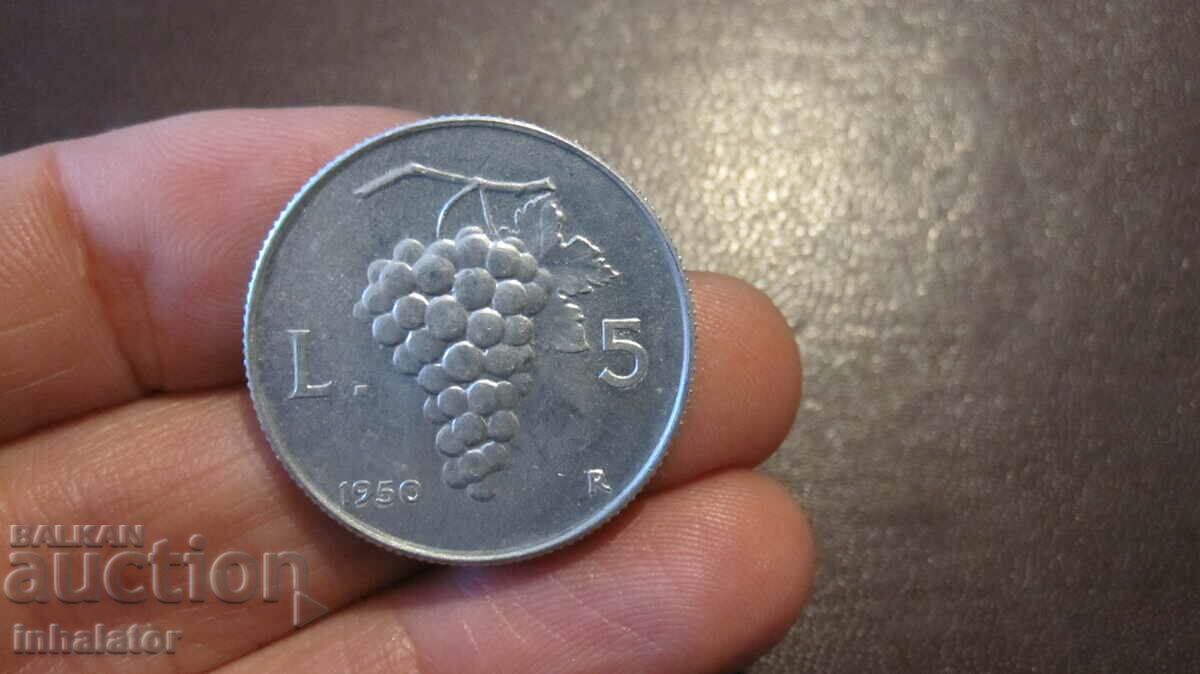 1950 an 5 lire Italia - Aluminiu