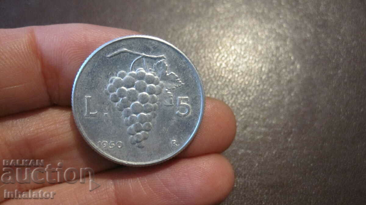 1950 year 5 lira Italy - Aluminum