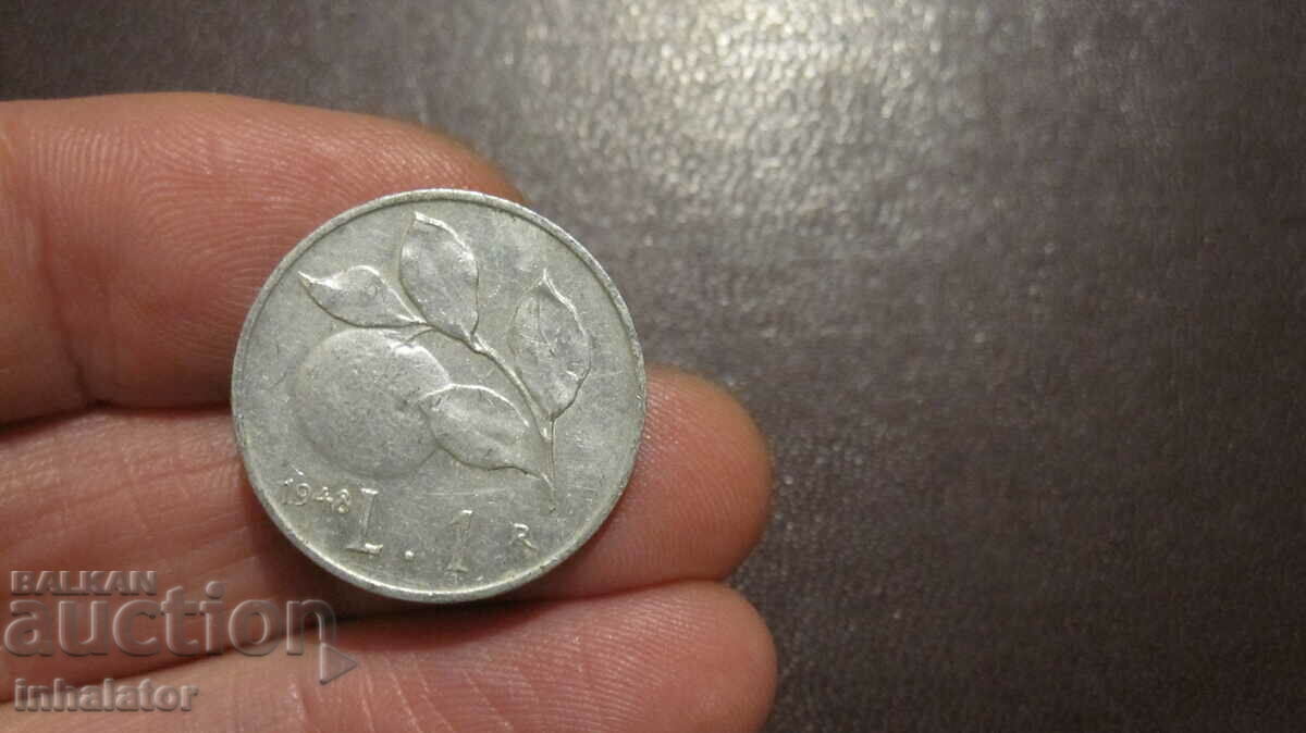 1948 an 1 lira Italia - Aluminiu