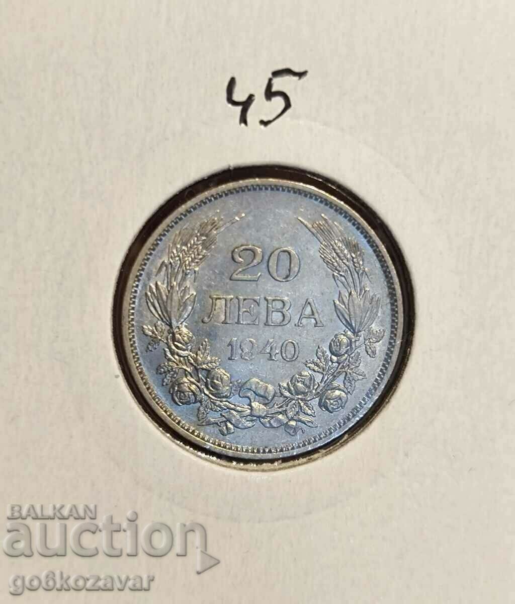 Bulgaria 20 BGN 1940 Moneda de top!