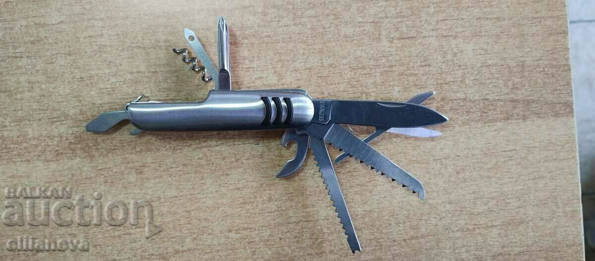 Pocket chrome knife with many functions with price 10.00 BGN | € 5.11 Pocket chrome knife with many functions with price 10.00 BGN | € 5.11
