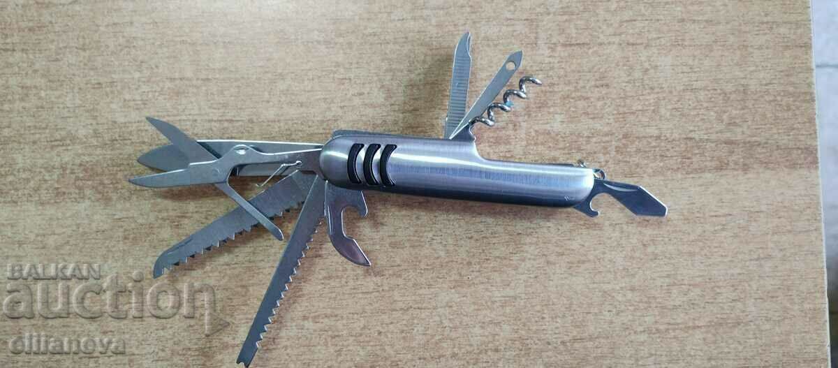 Pocket chrome knife with many functions
