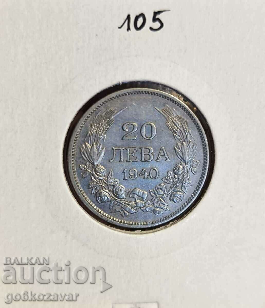 Bulgaria 20 BGN 1940 Top coin!