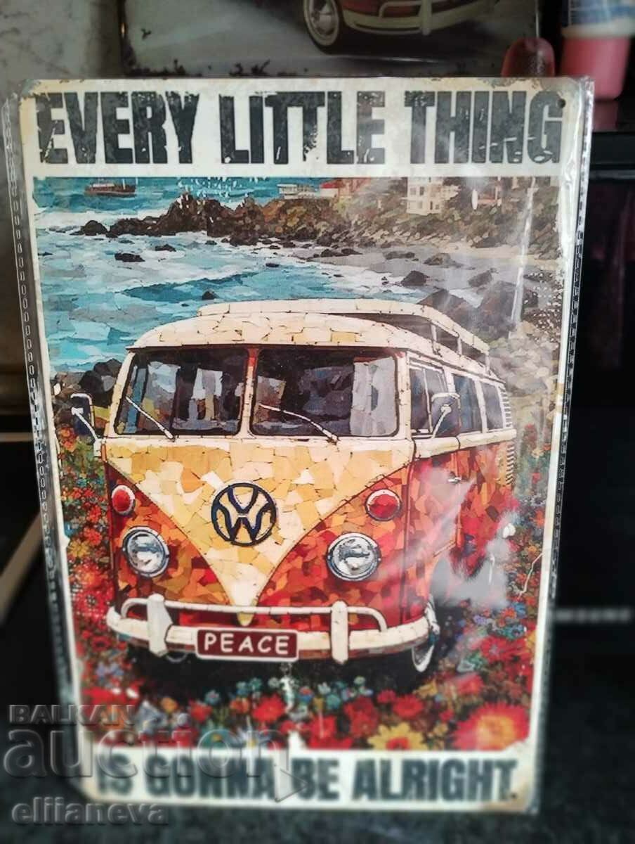 Retro metal sign VW T-1 30;20cm with price 15.00 BGN | € 7.67 Retro metal sign VW T-1 30;20cm with price 15.00 BGN | € 7.67