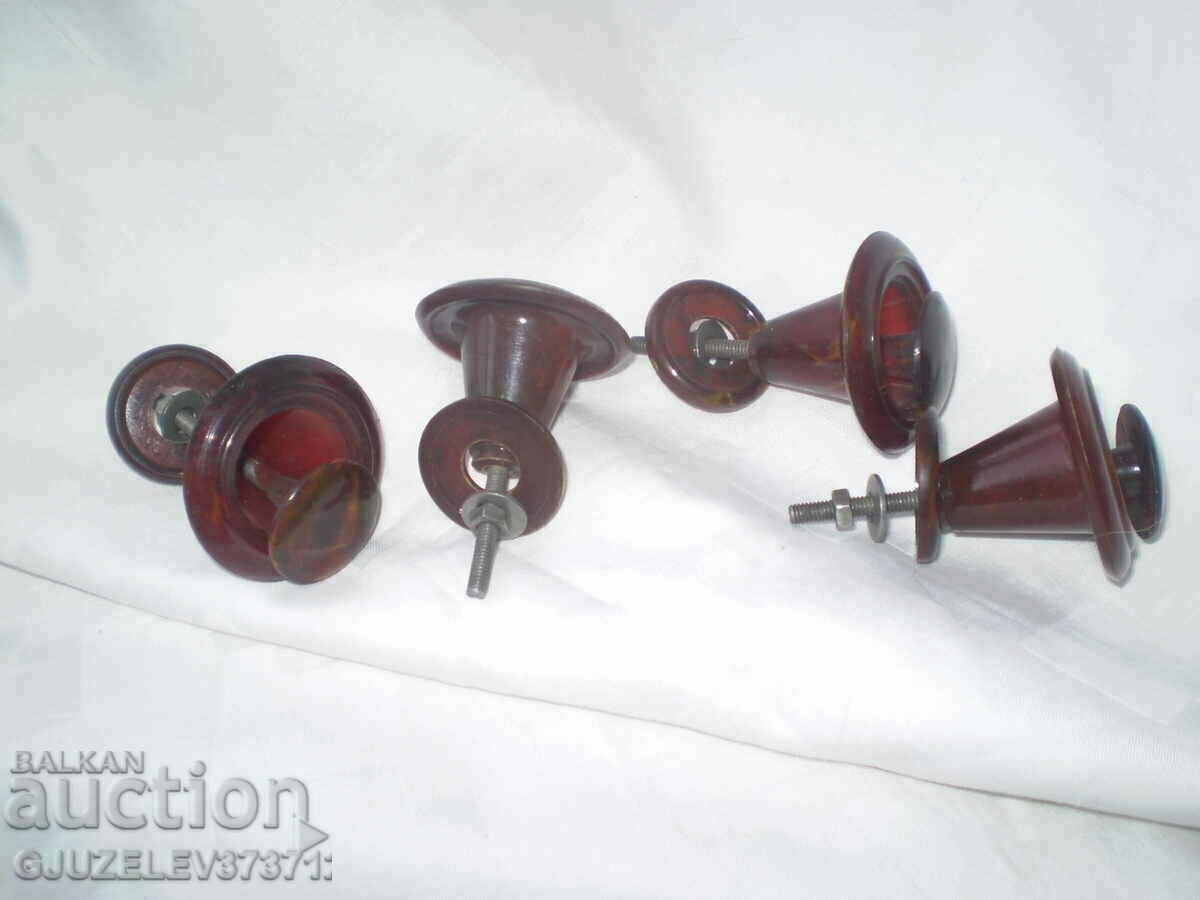 Retro four red bakelite furniture handles - 5 Retro four red bakelite furniture handles - 5