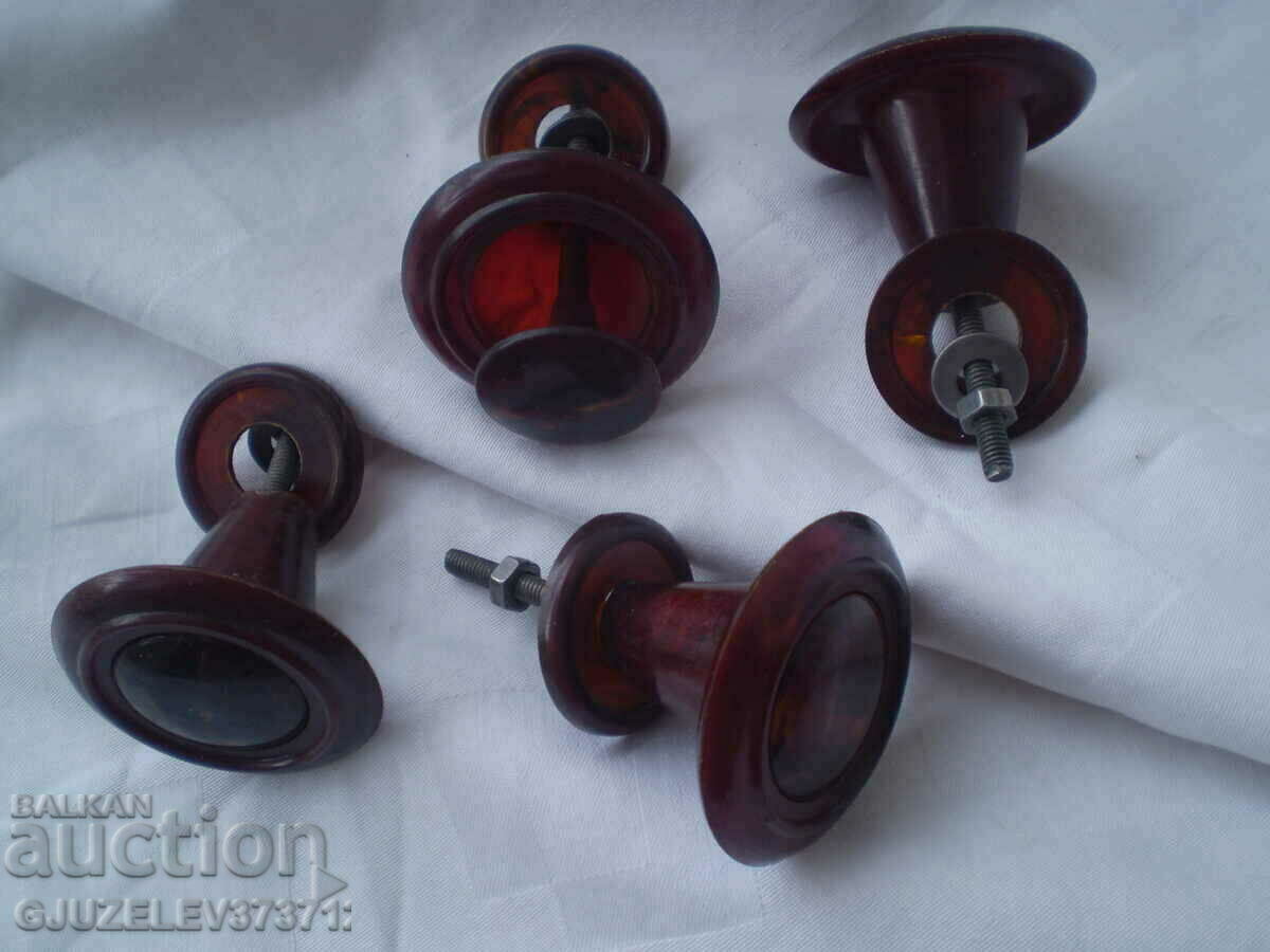 Retro four red bakelite furniture handles - 6 Retro four red bakelite furniture handles - 6