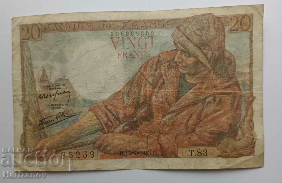 20 Франка Франция 1943 /20 francs France 1943
