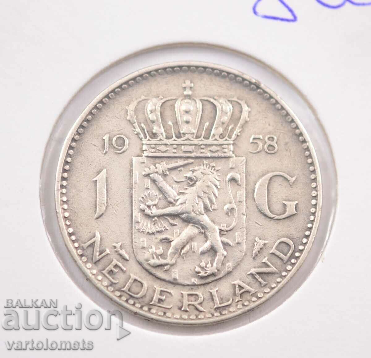 1 Guilder 1958 Silver Netherlands 1 Guilder 1958 Silver Netherlands