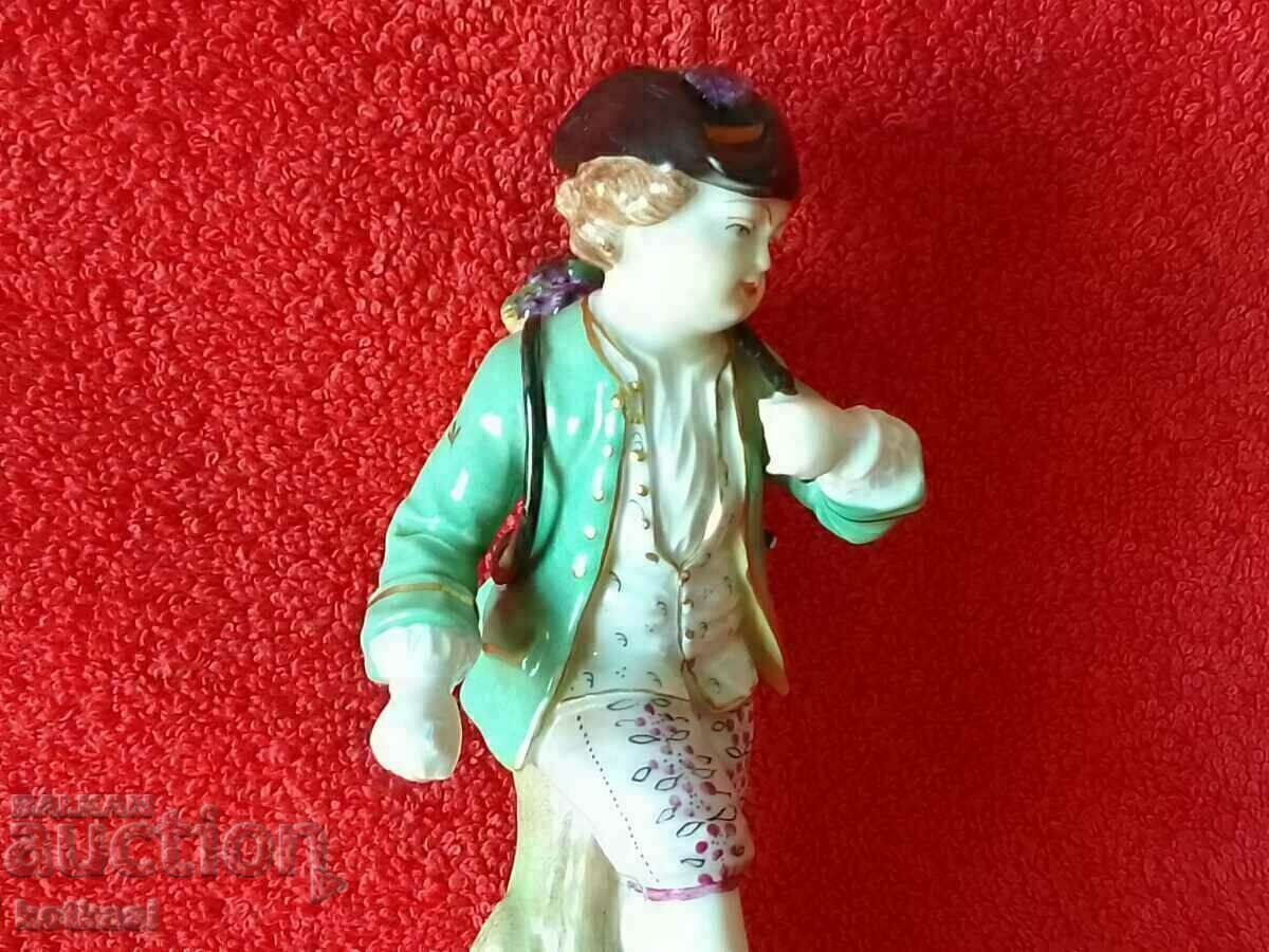 Auction Old porcelain figurine Boy Grape Picker Dresden Germany Auction Old porcelain figurine Boy Grape Picker Dresden Germany