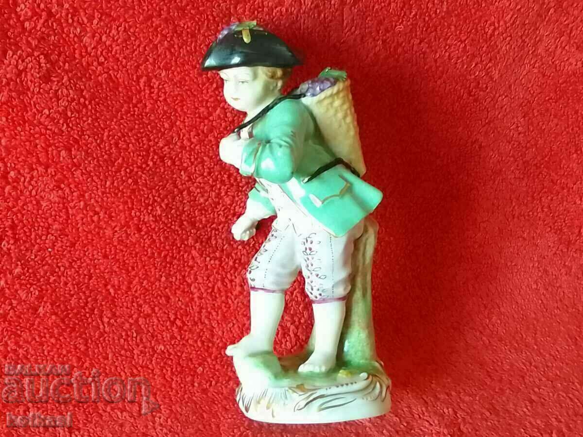 Old porcelain figurine Boy Grape Picker Dresden Germany - 6 Old porcelain figurine Boy Grape Picker Dresden Germany - 6