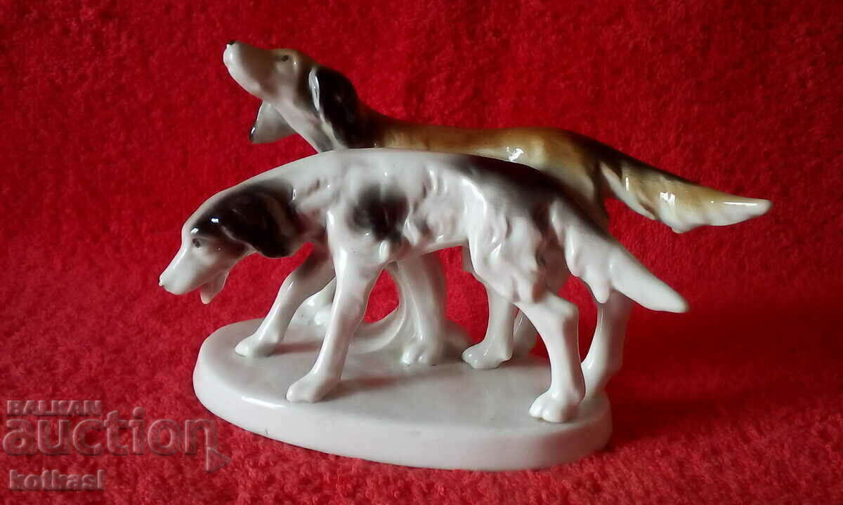Old porcelain figure Two Dogs Germany